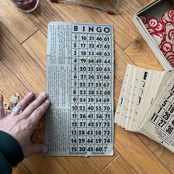 Vintage 50s Bingo Game Lot with Metal Basket Spinner - Picture 9 of 9